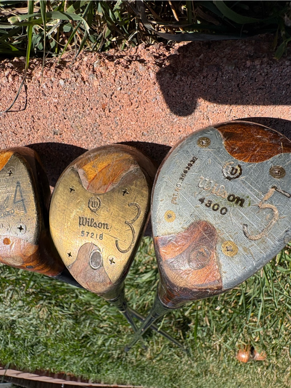 Wilson Wooden Golf Drivers with Brass-Faced Heads - Brown